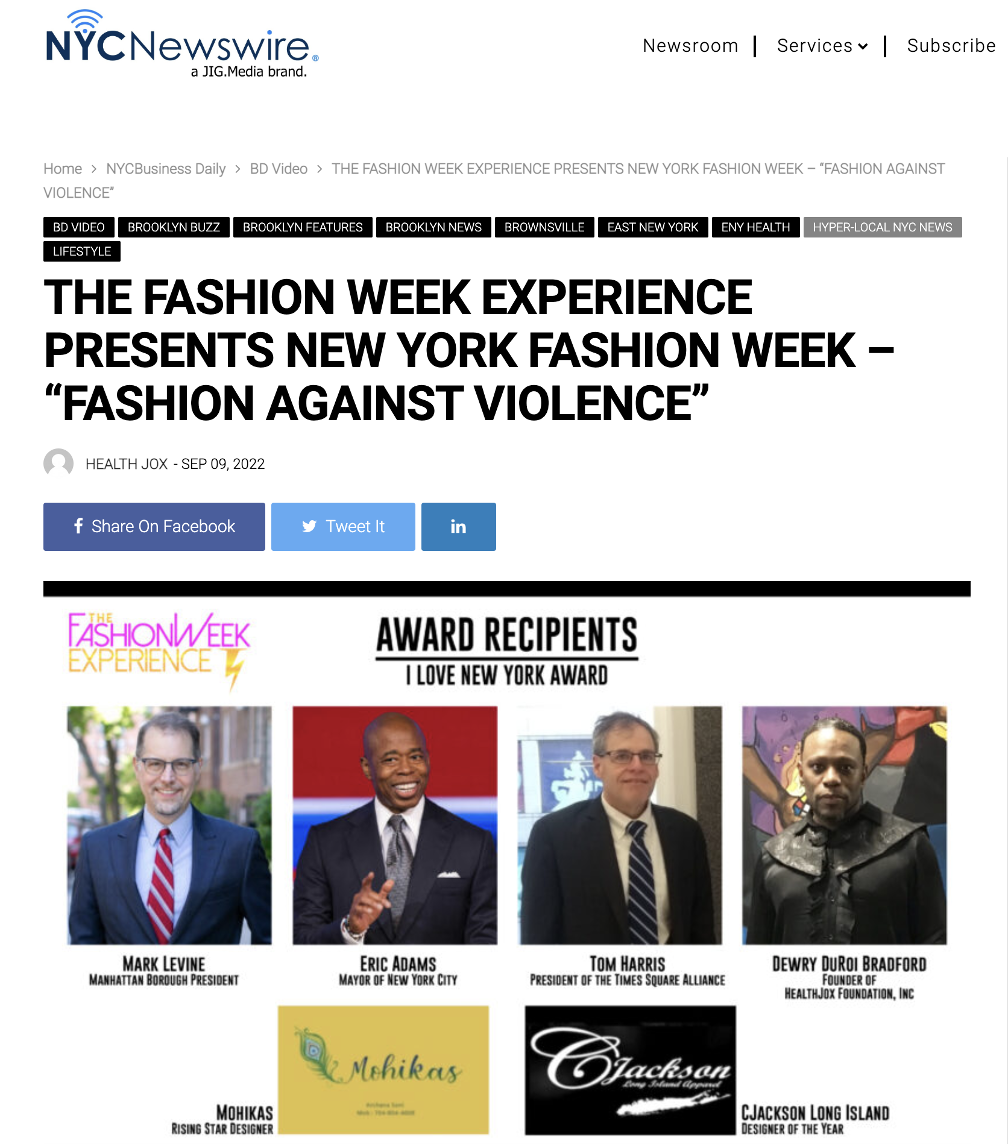 THE FASHION WEEK EXPERIENCE PRESENTS NEW YORK FASHION WEEK – “FASHION AGAINST VIOLENCE”